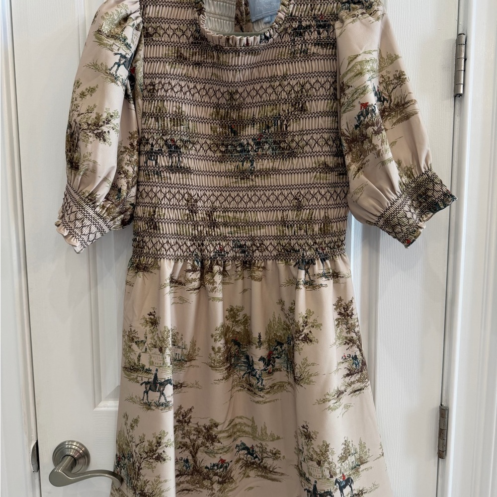 Hill House Home Ellie Nap Dress Equestrian Toile Tan